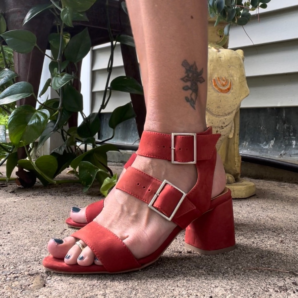 Rust Red Suede Sandals - Picture 9 of 17